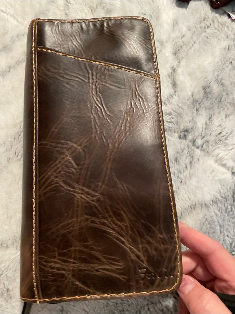 Fossil Passport Organizer Travel Wallet - Brown Genuine Leather